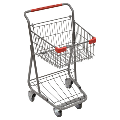 Single Basket Gray Metal Convenience and Liquor Store Express Shopping Cart